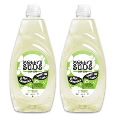 Molly's Suds Liquid Dish Soap | Clean, Simple Ingredients | Extra Scrubbing Power | Citrus Scent, 24 oz - 2 Pack