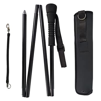 Aventik Fold-able Wading Staff Water Depth Safety Warning Sign Coated Stainless Steel Core T7075 Aluminum Body Corrosion Resistance(WS091)