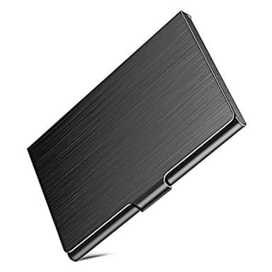 DMFLY Slim Business Card Case for Men & Women, Pocket Metal Case, Professional Stainless Steel Business Card Holders, Purse Name Card Holder, Buckle Style Shut, Black