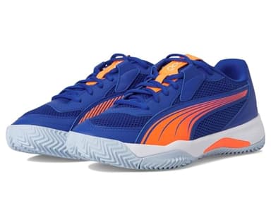 Puma Men's NOVA Court Pickleball Shoe, Vivid Blue-Heat Fire-Puma White-Glowing Red, 12