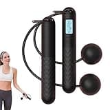Skipping Rope With Counter - Cordless Jump Rope With Gravity Ball (With/Without Rope), Smart Weighted Ropeless Skipping for Fitness (Black)