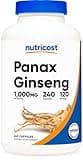 Nutricost Panax Ginseng 1000mg, 240 Capsules - Non GMO, Gluten Free, 120 Servings