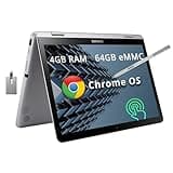 SAMSUNG Plus V2 2-in-1 12.2" Touchscreen Chromebook Laptop, Intel Celeron 3965Y, 4GB RAM, 64GB eMMC, 1M Front Camera, Wi-Fi, Bluetooth, MicroSD Reader, Stylus Pen, Chrome OS, Silver, 128GB USB Card