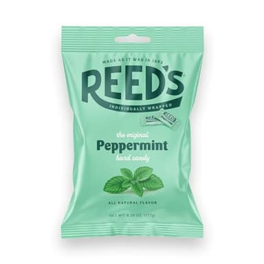 Reed’s Individually Wrapped Peppermint Candy | Traditional Peppermint Hard Candy | Reed’s Candy Hard Peppermint Minty Fresh and Surprisingly Sweet Brought To You By Iconic Candy | 6.25oz Peg Bag (1)