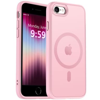 MOCCA Strong Magnetic for iPhone SE Case 2022/iPhone SE 2020 Case/iPhone 7 Case/iPhone 8 Case [Compatible with Magsafe] Slim Thin Translucent Matte Protective Cover Phone Case 4.7'', Pink