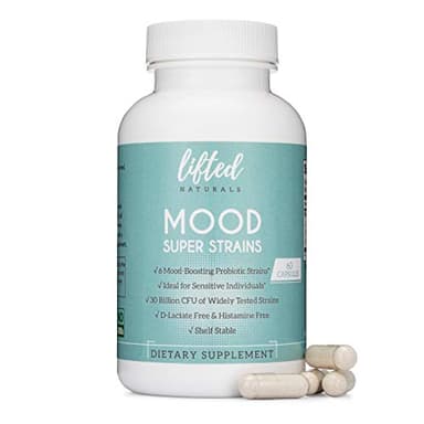 Probiotics - Mood Super Strains Probiotic - Naturally Supports Digestion & Mood - Histamine-Free Probiotics w/ L Rhamnosus GG, Shelf Stable Probiotic Supplement, 60 Day Supply, Non-GMO, VEGAN