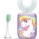KRX Kids Toothbrush Electric, U Shaped Ultrasonic Automatic Toothbrush with 2 Brush Heads, Six Cleaning Modes, Cartoon Modeling Design for Kids, Special for Birthday Gift (Purple, Kids 2-7)
