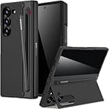 Miimall for Samsung Galaxy Z Fold 6 Case with S Pen Holder Slot [Military Grade Drop][Built-in Privacy Screen & Invisible Kickstand] Slim Thin Protective Phone Case for Galaxy Z Fold 6 Cover Black