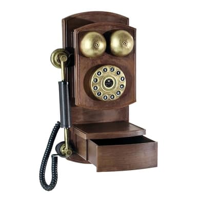 Vintage Wall Phone,Pay Phone,Antique Phones, Wall-Mount Corded Phones, Retro Antique Landline Telephone with Crank Handle, Tone Switch, Redial Function, Handcrafted Wood