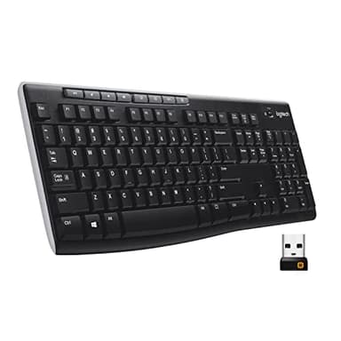 Logitech K270 Wireless Keyboard for Windows, 2.4 GHz Wireless, Full-Size, Number Pad, 8 Multimedia Keys, 2-Year Battery Life, Compatible with PC, Laptop, Black
