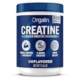 Orgain Creatine Monohydrate Micronized Powder, Unflavored, Supports Muscle Growth, Post Workout Recovery and Brain Health, No Artifical Additives, Non-GMO, 100 Servings, 17.64 Oz