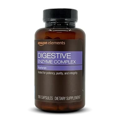 Amazon Elements Digestive Enzyme Complex, Vegetarian, Supports Healthy Digestion, 180 Capsules (Previously Revly)