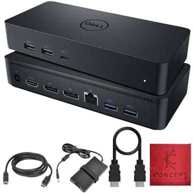 Dell D6000S Universal Docking Station USB C with 130W, HDMI & DP Cable (Renewed)
