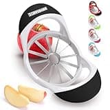 SCHVUBENR 4.72 Inch Large Apple Slicer with 12 Blades - Professional Apple Cutter - Stainless Steel Apple Corer - Sharp Apple Slicer and Corer - Apple Corer Tool - Dishwasher Safe(Black)