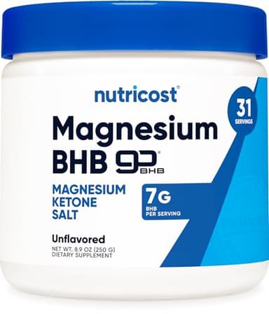 Nutricost Magnesium BHB Salts (250 Grams, Unflavored) - Exogenous Ketone Supplement, 6.5g Beta-Hydroxybutyrate Per Serving
