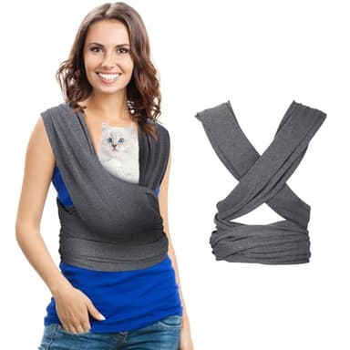Clysee Dog Sling Carriers, Cat Wrap Carrier Chest, Front Facing Dog Sling, Hands Free, Size Adjustable, Soft Cotton, Swaddle Bag for Outdoor(Grey)