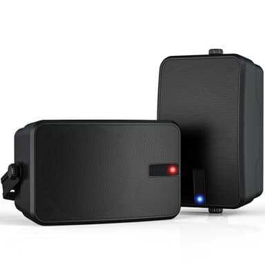 ZYUWM 400W AC-Powered Outdoor Bluetooth Speakers | Wireless Sync 100+ Speakers | IPX5 Waterproof Wall Mount | for Party, Patio, Porch, Garage (Pair, Black)