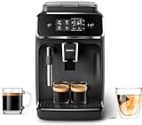 Philips 2200 Series Fully Automatic Espresso Machine, Classic Milk Frother, 2 Coffee Varieties, Intuitive Touch Display, 100% Ceramic Grinder, AquaClean Filter, Aroma Seal, Black (EP2220/14)