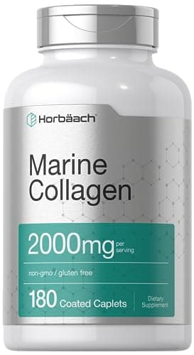Horbäach Marine Collagen Peptides 2000mg | 180 Caplet Capsules | Type 1 with Calcium | Non-GMO, Gluten Free Supplement