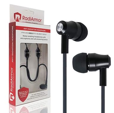 RadiArmor Anti-Radiation Air Tube Headphones with Microphone – Reduce RF to Negligible Levels (Black)