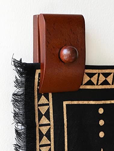 MOCTUS Quilt Hangers for Wall Display, Decorate with Blanket and Tapestry, Wooden Rug Hangers (Brown, 4 Large Clips with Hardware)