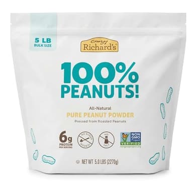 Crazy Richard's 100% All-Natural Peanut Butter Powder with No Added Sugar and Non GMO