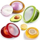 Avocado Saver and Onion Storage Set, 4 Pcs Silicone Fruit Vegetable Anti-oxidation Box,Reusable Fridge Fresh Pod Food Storage,Perfect Lemons Tomato Garlic Containers