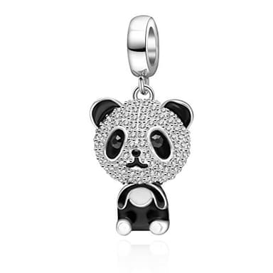 925 Sterling Silver Crystal Panda Charms fit Pandora European Bracelets Love Animal Pets Charm Bead for Women Christmas Mother's Day Valentines Birthday Gift