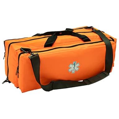 NOVAMEDIC First Responder Empty Oxygen O2 Duffle Bag, 32”x12”x13”, w/Multiple Compartments, EMT Trauma First Aid Carrier for Paramedics and Emergency Medical Supplies, Orange