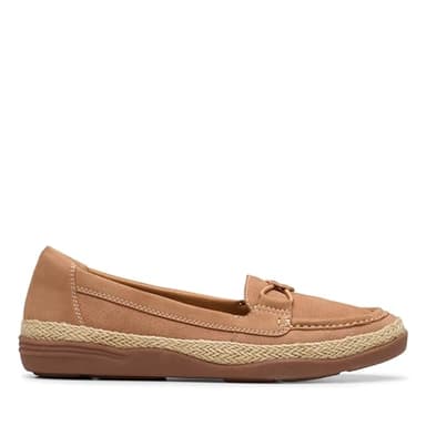 Clarks Collection Women's Elaina Milly Loafer Flat, Tan Nubuck, 8 Medium US