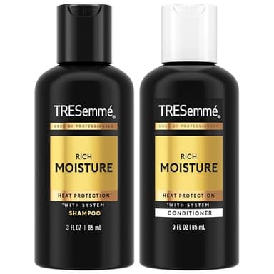 TRESemmé Travel Essentials, Rich Moisture Shampoo and Conditioner Set, Hydrating Hair Detangler with Hyaluronic Acid, 3 Oz Ea