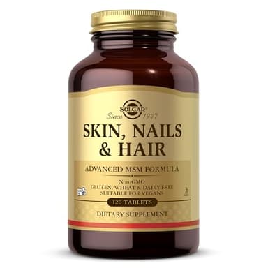 Solgar Skin, Nails & Hair, Advanced MSM Formula, 120 Tablets - Supports Collagen for Hair, Nail and Skin Health - Provides Zinc, Vitamin C & Copper - Non GMO, Vegan, Gluten & Dairy Free - 60 Servings