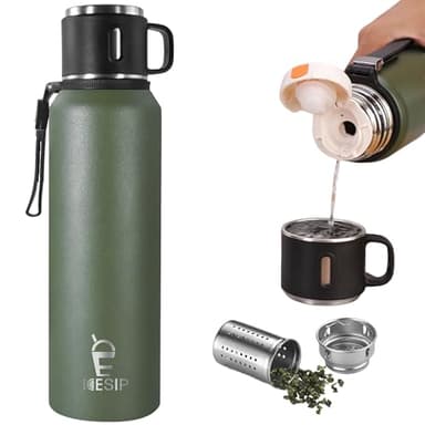 Icesip Stainless Steel Insulated Bottle, 50oz with cup Vacuum Insulated Water Bottle, Thermo for Hot Drinks/Cold Drinks,24-Hr Insulation Commute, Travel