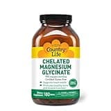 Country Life Chelated Magnesium Glycinate 400mg, 180 Tablets, Certified Gluten Free, Certified Vegan, Certified Halal, Non-GMO Verified