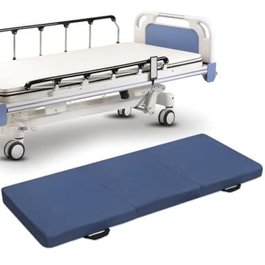 JZHLLA Foldable Fall Protection Mat for Elderly Blue Waterproof Non Slip Floor Mats with High-Resilience Foam 72 * 24 * 2 Inch Bedside Floor Mats for Elderly, Handicap, Senior