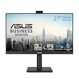 ASUS 27” 1080P Video Conferencing Monitor (BE279QFK) - Full HD, IPS, 100Hz, Frameless, Built-in Webcam, Mic Array, Speaker, Height Adjustable, Ergonomic Design, Eye Care, Wall Mountable, 3 yr warranty