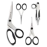 SCAIKTIG Premium Sewing Scissors Set, 8" Heavy Duty, 5" Embroidery, 4" Detail, 5" Thread Snips, Tailoring, Dressmaking, Quilting, Craft Supplies, White