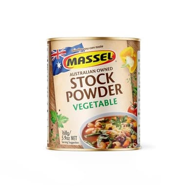 Massel Vegetable Bouillon Powder - Plant Based, Gluten Free, Low FODMAP, Fat Free, MSG Free, Dairy Free, Non-GMO & No Animal Content - All Natural Soup Base Seasoning for Ramen, Soup & Stew (1 Can, 168g)