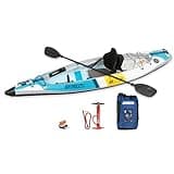 Sea Eagle EZLITE 10 Ultralight, All Woven, Drop Stitch, Rigid, High Performance, Easy Setup, 10' Solo Inflatable Kayak-Backpack, Seat, 4 Part 8' Paddle & Adjustable Footrests (EZLITE10 Pro Kayak)