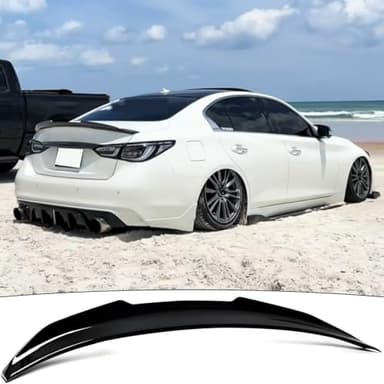 NEESPOC Rear Trunk Spoiler Wing Fit for Infiniti Q50/ Q50S/ 2.0t/ 3.0t/ Luxe/Premium 2014-2024 4-Door Sedan, Gloss Black PSM Style Duckbill Decklid Lip Exterior Accessories
