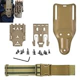 WGLILO Quick Locking System Kits with Mid Ride Fork and Duty Receiver Plate, Polymer Attachment for Drop Leg Holsters Accessories, QLS 22 19 Platform Adapter Base,Quick Draw Holsters, Tan