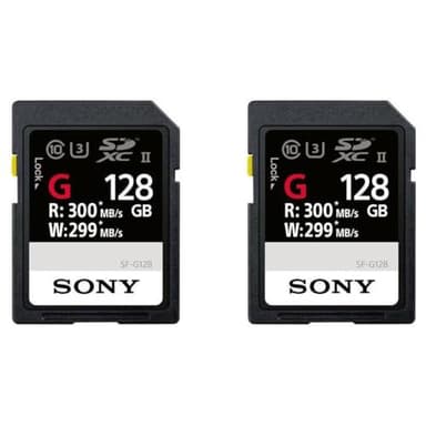 Sony 2 Pack 128GB SF-G Series UHS-II U3 Class 10 SDXC Memory Card, Maximum 300 MB/s Read