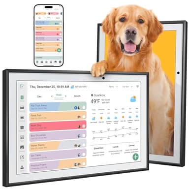 Digital Calendar 10.1 Inch Smart Electronic Family Planner with Chore Chart Display, IPS HD Touch Screen with WiFi App Control, Share Photos, Videos and Sound Reminder