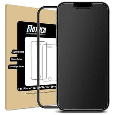 Mothca Matte Glass Screen Protector for iPhone 17e / iPhone 16e / iPhone 14 / iPhone 13 / iPhone 13 Pro [6.1 Inch] Anti-Glare & Anti-Fingerprint Tempered Glass [Easy Installation Frame] Smooth as Silk