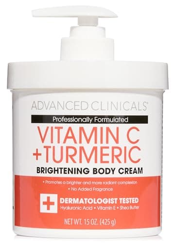 Advanced Clinicals Vitamin C Cream Dry Skin Rescue Skin Care Face & Body Cream Infused W/Turmeric, Vitamin E, & Shea Butter. Firming & Brightening Anti Aging Moisturizer, 15 Fl Oz