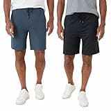 Eddie Bauer Men’s Comfort Fit Lounge Shorts, 2-Pack (Black/Blue X-Large)