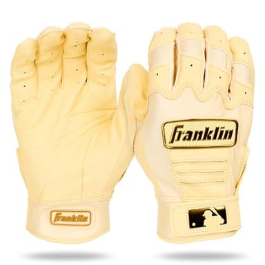 Franklin Sports MLB Baseball Batting Gloves - CFX Pro Adult + Youth - Baseball + Softball Vanilla/Gold, Adult Large