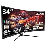 Sealan 34 inch Ultrawide Curved Computer Gaming Monitor 165Hz UWQHD 3440x1440,1500R -PIP,1ms (MPRT),HDR, 300nits, sRGB99%,FreeSync,HDMI2.0(TMDS) x2,DP1.4 x2,Eye Care,Support Wallmount 75x75mm