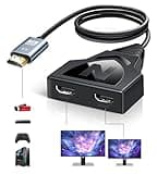 HDMI Splitter 1 in 2 Out, 4K HDMI Cable Splitter Mirror Display(Not Extend) One Male to Dual Female Support Different Size TV Copy Input Screen Sync Up,1 to 2 Way HDMI Splitters for TV,3D Full HD1080P