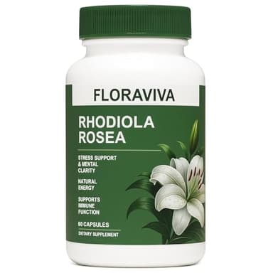Floraviva Rhodiola Rosea Capsules 500mg - Natural Adaptogen Supplement for Stress Support, Mental Focus & Energy - Non-GMO